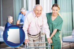 arizona map icon and nursing care in a nursing home