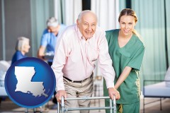 louisiana map icon and nursing care in a nursing home
