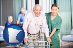 minnesota map icon and nursing care in a nursing home