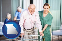 missouri map icon and nursing care in a nursing home
