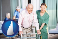 new-hampshire map icon and nursing care in a nursing home