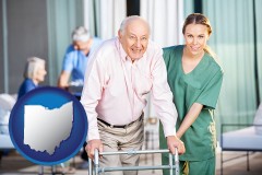 ohio map icon and nursing care in a nursing home